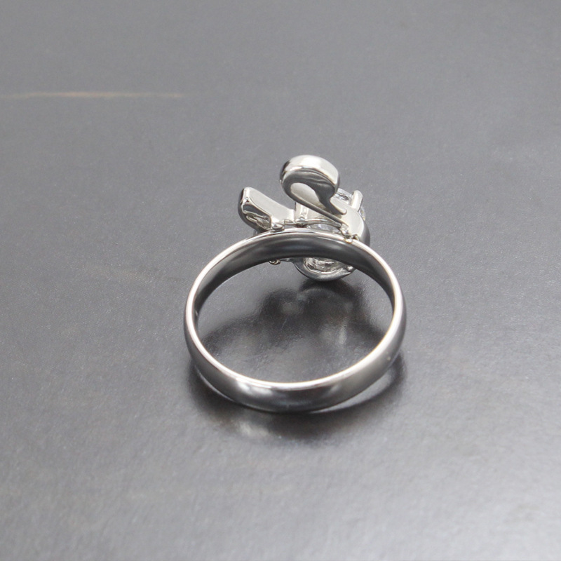 Wholesale- Titanium steel rings for women Swan set auger female ring engagement diamond rings sona diamond ring free shipping