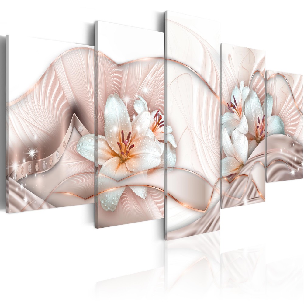 Abstract Flower Canvas Art Print Modern Lily Floral Wall Painting Home Decoration Gift for Love, Choose Color & Size ( No Frame )