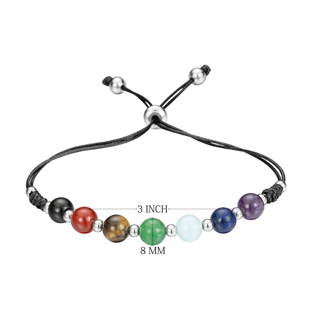 Natural 7 Chakra Stone Cuff Women Bracelets Romantic Vintage Bohomia Leather Crystal Yoga Bracelets Bangles for Girls Silver Beads