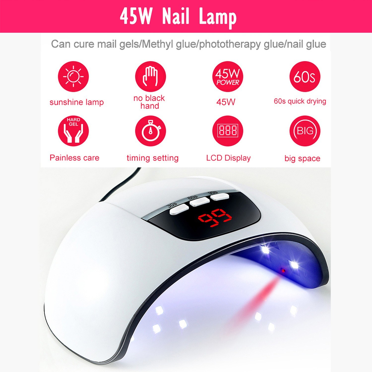 LED Dryer Lamp Pen Nail Drill Bits Set Handpiece Nails Brushes Kit Hine for Pedicure Manicure Tools