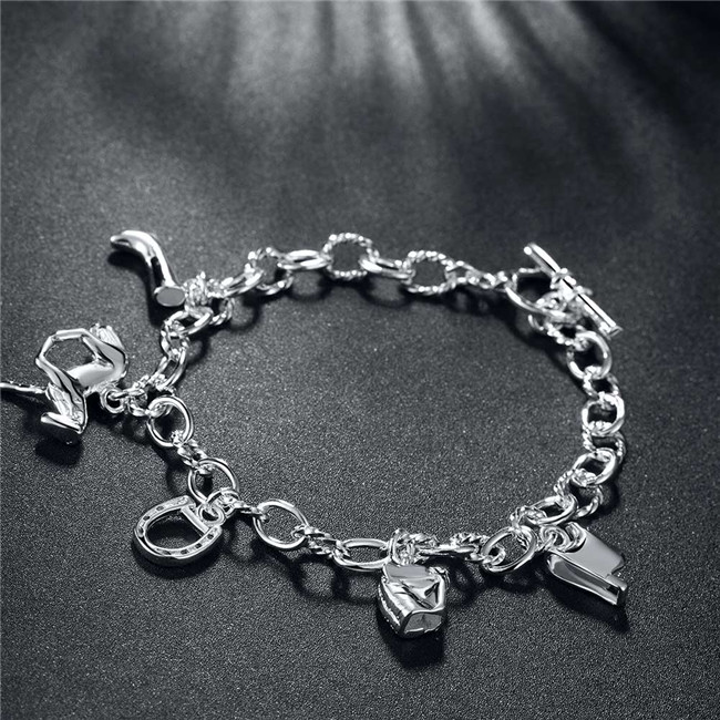 Hot sale best gift 925 silver Horseshoe Bracelet DFMCH074, brand new fashion 925 sterling silver plated Chain link bracelets
