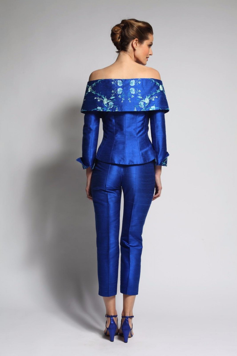 Royal Blue Pants Suit Mother Of The Bride Dresses Long Sleeve Appliques Evening Prom Dress Chic Backless Wedding Guest Gowns Plus Size