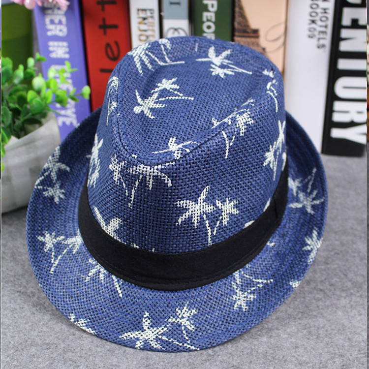 2019 hot sale Summer straw Sun hat kids Beach Sun hat Trilby panama Hat handwork for boy girl Children 4 colour