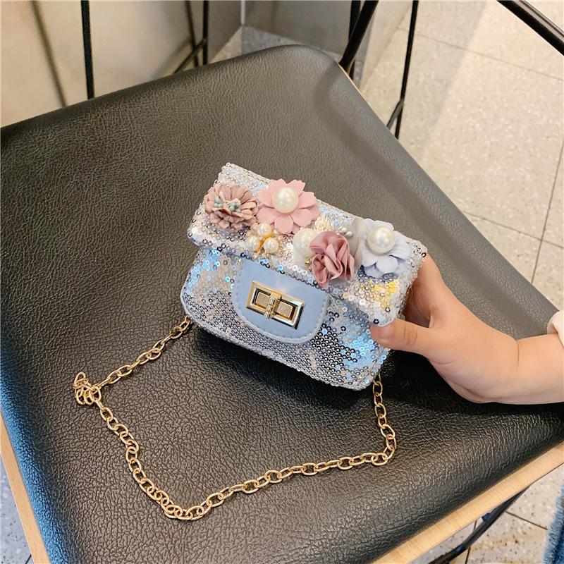 PU leather paillette floral women round coin purse kids wallet children small pouch money bag bolsa carteira feminina for girls