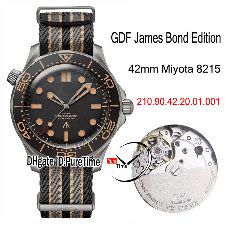 GDF 007 James Bond No Time to Die Miyota 8215 Automatic Mens Watch Steel Case Black Ceramic Gray Nylon Strap Limited Edition Puretime, Customized waterproof service
GDF 007 James Bond No Time to Die Miyota 8215 Automatic Mens Watch Steel Case Black Ceramic Gray Nylon Strap Limited Edition Puretime, Customized waterproof service
