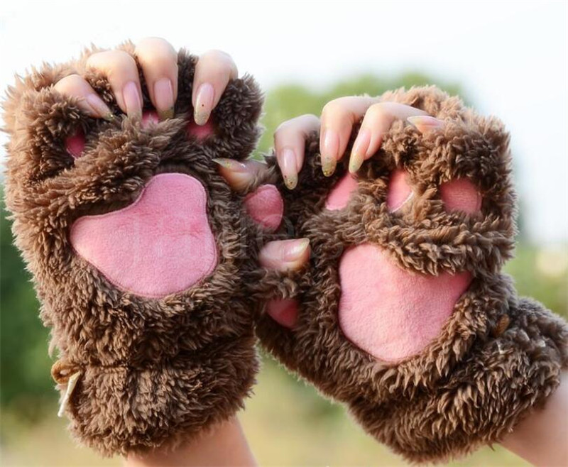 Women y Plush Gloves Fashion Girl Winter Mittens Paws Gloves Stage Perform Prop Cute Cat Claw Glove da064