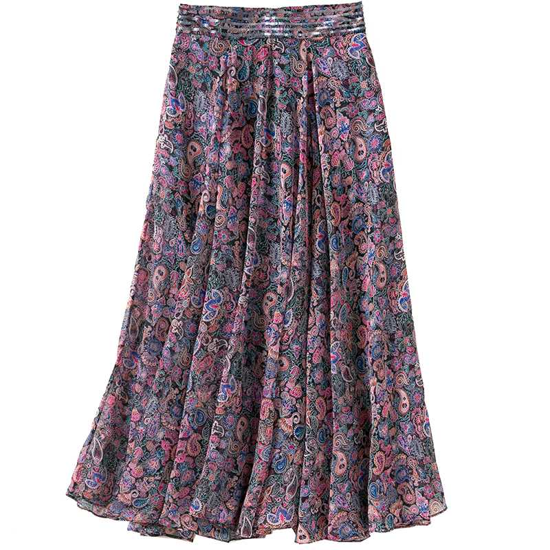 Woman NEW Multicolored Paisley Print Midi Pleated Skirt High Waist With Sequined Detail Zipper Back Fashion Long Skirts 2020, Multi
Woman NEW Multicolored Paisley Print Midi Pleated Skirt High Waist With Sequined Detail Zipper Back Fashion Long Skirts 2020, Multi