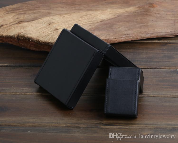 Hot sale High quality jewelry package boxes black fake leather PU material necklace bracelet ring boxes gift boxes with velvet pouch