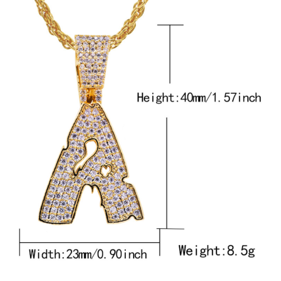 New personalized Diamond A-Z Initial Letter Custom Name Pendant Necklace Iced Out CZ 18K Gold Plated Hiphop DIY Jewelry for Men Women