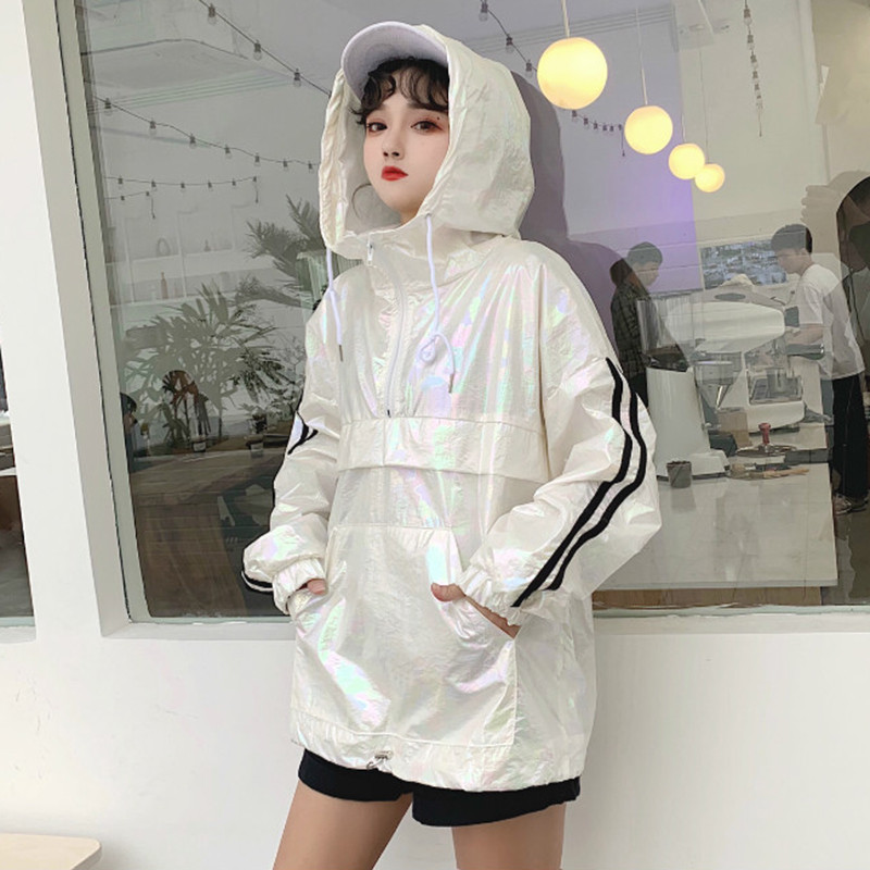Spring Harajuku Hooded Pullover Jacket Women 2019 Fashion Loose Casual Thin Tops Korean Long Sleeve Summer Sunscreen Outwear