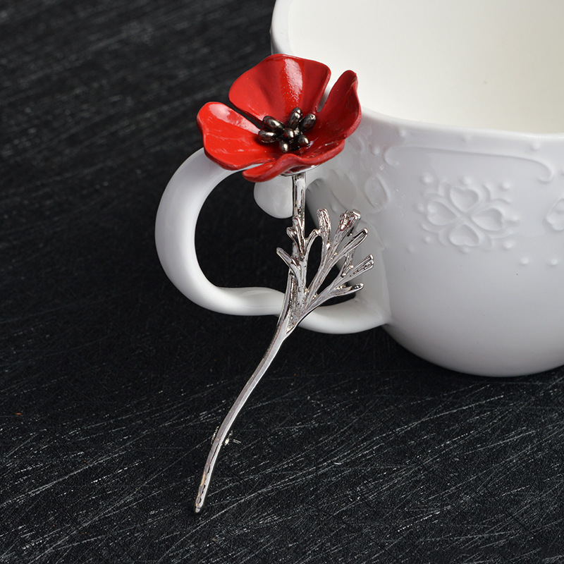 Fashion Flower Shape Alloy Elegant Poppy Brooches Pins Ladies Clothing Dress Decoration Pins Brooch Jewelry Accessories Gifts D19011502