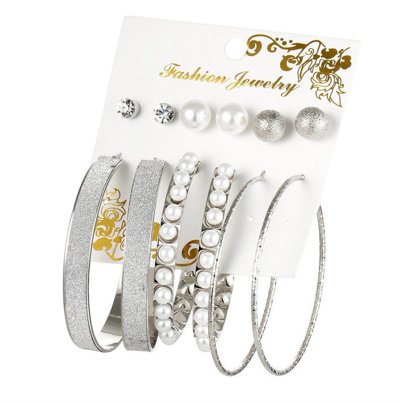 New Fashion Silver Gold Color Oversize Circle Hoop Earrings For Women 6Pairs Mix Pearl Round Ball Stud Earring Hoop Earring Sets Bohemian Je
New Fashion Silver Gold Color Oversize Circle Hoop Earrings For Women 6Pairs Mix Pearl Round Ball Stud Earring Hoop Earring Sets Bohemian Je