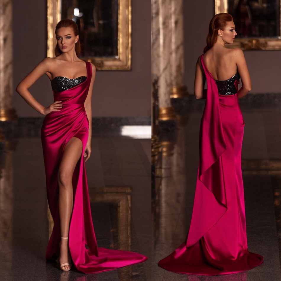 One Shoulder Prom Dresses Side Split Ruched Sleeveless Sequins Chiffon Party Gowns Sweep Train Prom Gowns, Royal blue
One Shoulder Prom Dresses Side Split Ruched Sleeveless Sequins Chiffon Party Gowns Sweep Train Prom Gowns, Royal blue