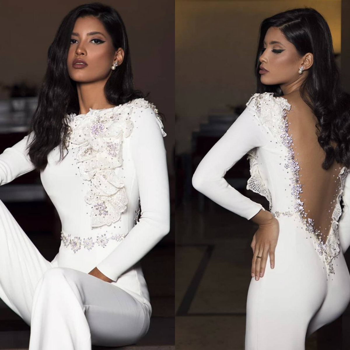 Jumpsuits Beach Wedding Dresses Jewel Neck Backless Appliques Beads Satin Wedding Dresses Sweep Train Boho Bridal Gowns, Pink
Jumpsuits Beach Wedding Dresses Jewel Neck Backless Appliques Beads Satin Wedding Dresses Sweep Train Boho Bridal Gowns, Pink