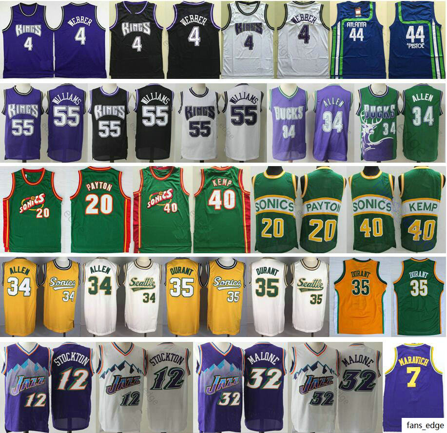Basketball Gary Payton Shaw Kemp Ray Kevin Allen Durtant Chris Webber Jason Williams Stockton Karl Malone Pete Maravich Jersey, As picture
Basketball Gary Payton Shaw Kemp Ray Kevin Allen Durtant Chris Webber Jason Williams Stockton Karl Malone Pete Maravich Jersey, As picture