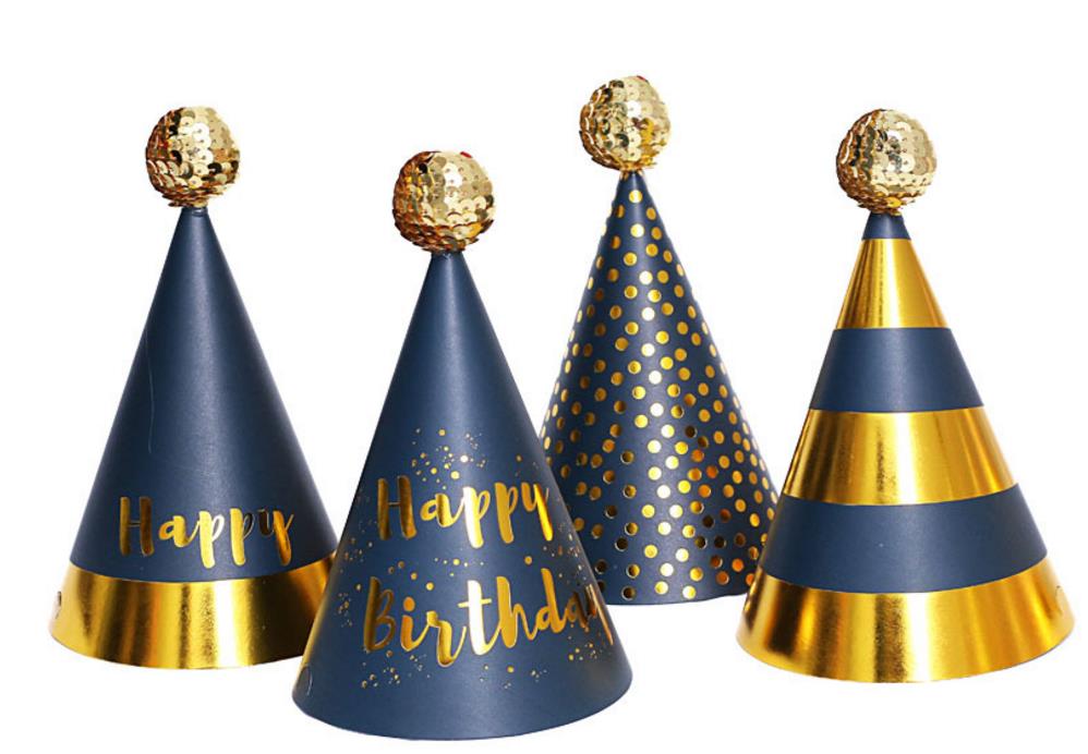 Cone Birthday Party Hats for Kids Adults Plush sequin ball Sparkle Hat Cake Topper Scenes Decorations colorful