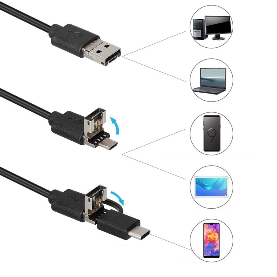 3 in 1 Endoscope Cameras for Android Type-C USB Mobile Phone 3.9mm Lens High Definition Portable Waterproof Borescope