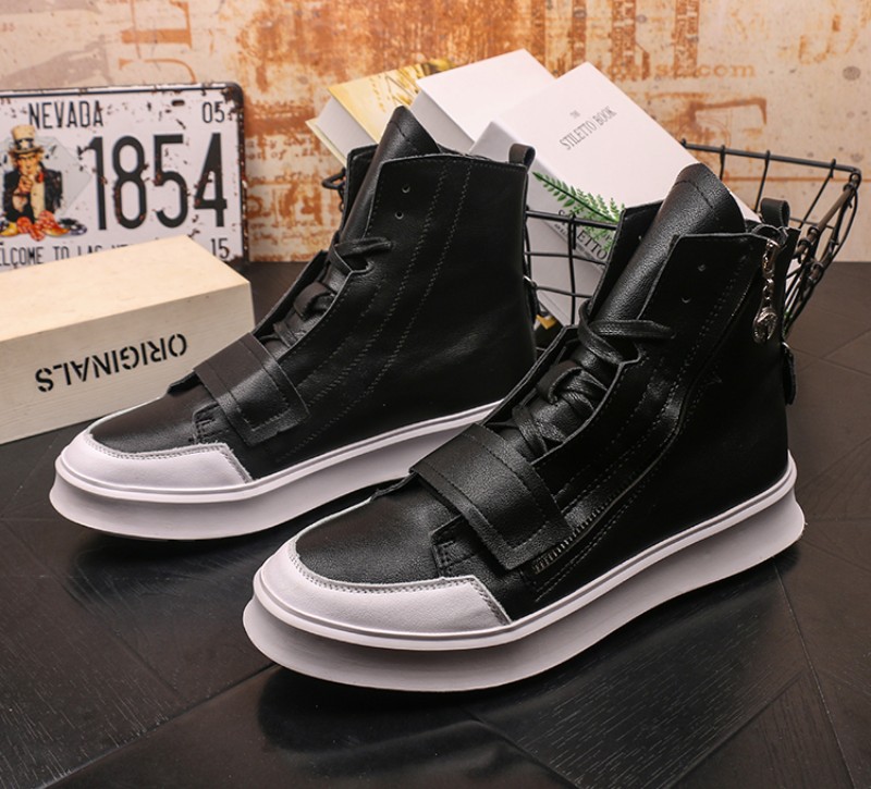 Hot Sale-Men's high-top shoes small white shoes Korean youth joker board shoe white casual shoes midthigh ankle boots, booties V52