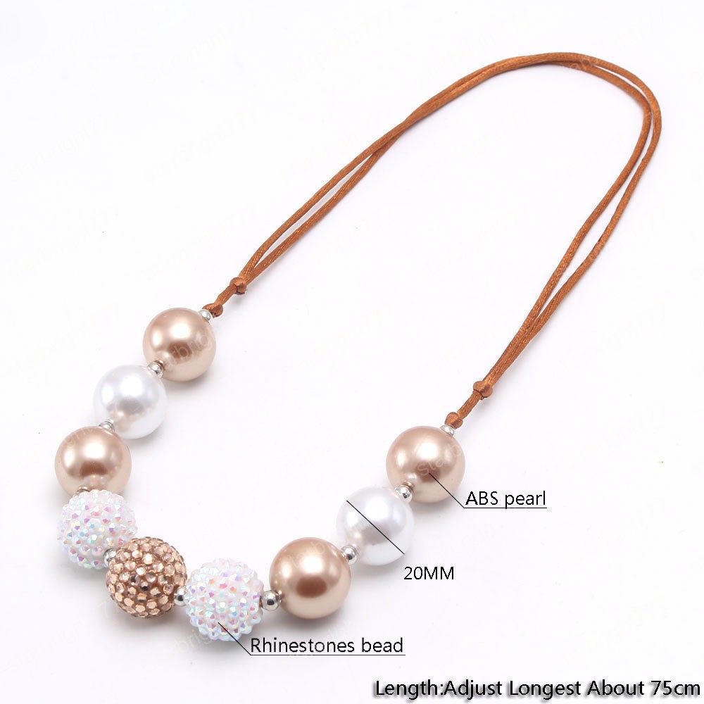 baby kids bubblegum beads necklace with adjustable rope chain fashion girls chunky jewelry choker for party hot sale