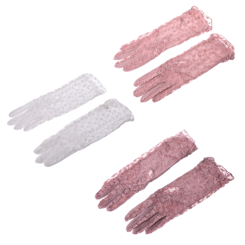 Fashion- Women Anti UV Anti Slip Driving Gloves Lace Goves Lady