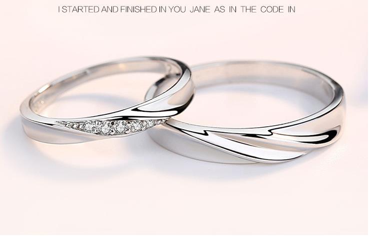 Couple ring opening pure silver pair ring male Korean version simple simulation diamond ring female