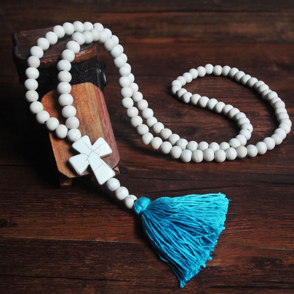 2019 18 Styles Wooden Beaded Sweater Chain Ethnic Wind Wood Beads 3 Layered Tassel Pendant Necklace Long Necklaces for Women Girl Gift