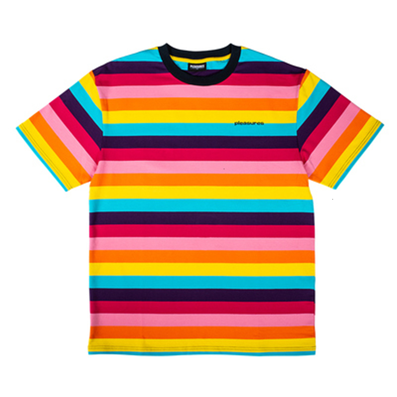 Fashion-Color Striped Tee Crew Neck T-shirt Oversized Shirt Striped Men Women Couple Street Casual Summer Fashion Top Two Colors HFHLTX031