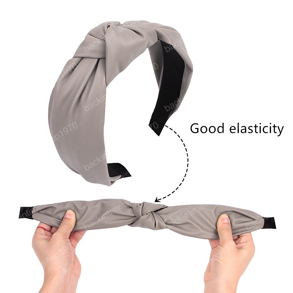 Fashion PU Leather Knotted Hairband Headband Women Hair Head Hoop Bands Accessories For Girls Hair Ornament Hairbands Headdress
