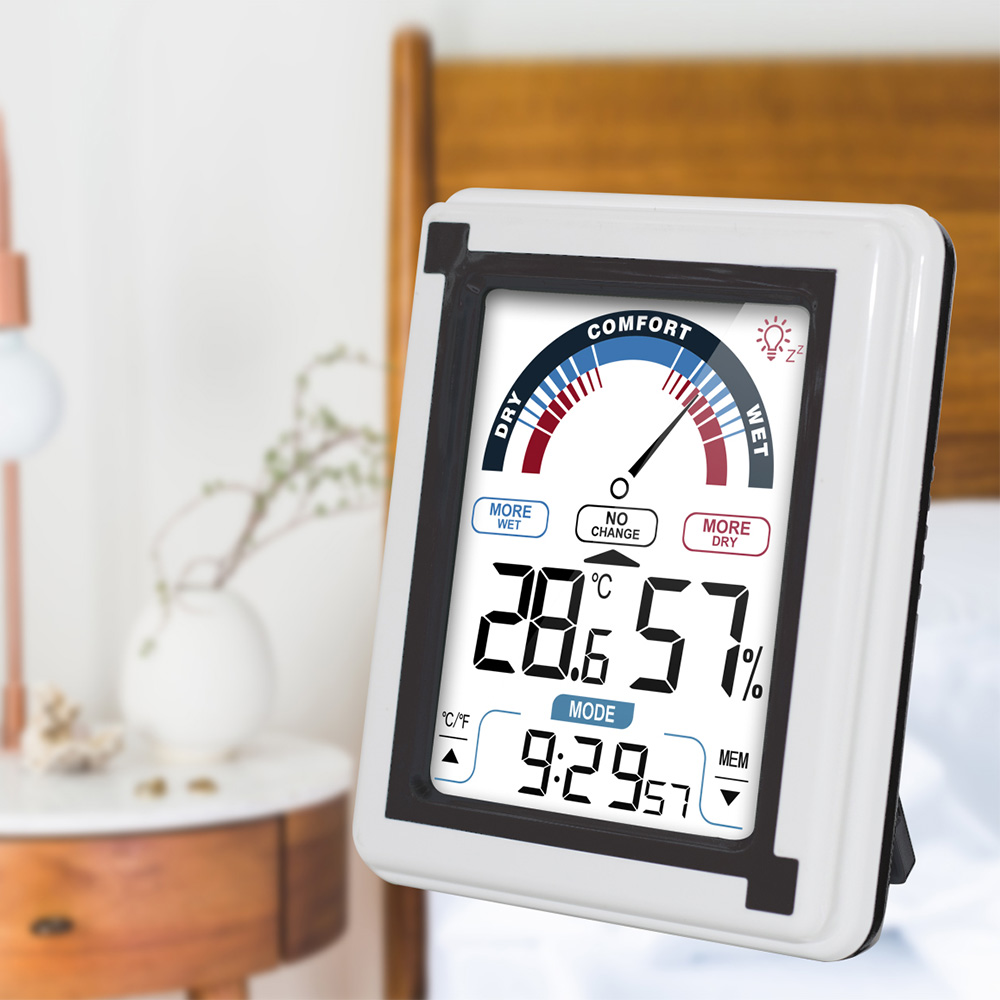 Electronic Weather Clock Temperature Humidity Meter Indicator LCD Display Touch Backlight Household Weather Clock
Electronic Weather Clock Temperature Humidity Meter Indicator LCD Display Touch Backlight Household Weather Clock