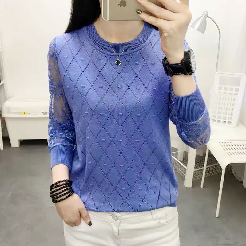 2020 New Fashion Autumn Spring Long Sleeve Stretch Knit Chic Women Pullover Sweater Hollow Out Lace Embroidery Patchwork TopH254, Blue
2020 New Fashion Autumn Spring Long Sleeve Stretch Knit Chic Women Pullover Sweater Hollow Out Lace Embroidery Patchwork TopH254, Blue