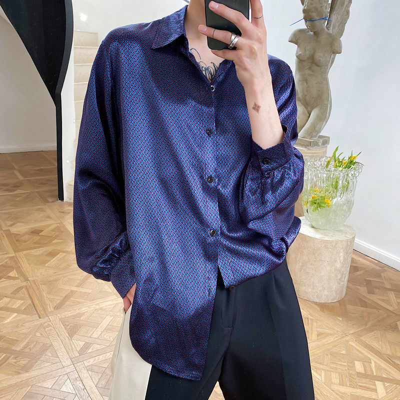 2020 Spring And Autumn New Youth Popular Men's Satin Loose Long-sleeved Shirt Fashion Casual Polka Dot Shirt Dark Blue -XL, Navy blue
2020 Spring And Autumn New Youth Popular Men's Satin Loose Long-sleeved Shirt Fashion Casual Polka Dot Shirt Dark Blue -XL, Navy blue