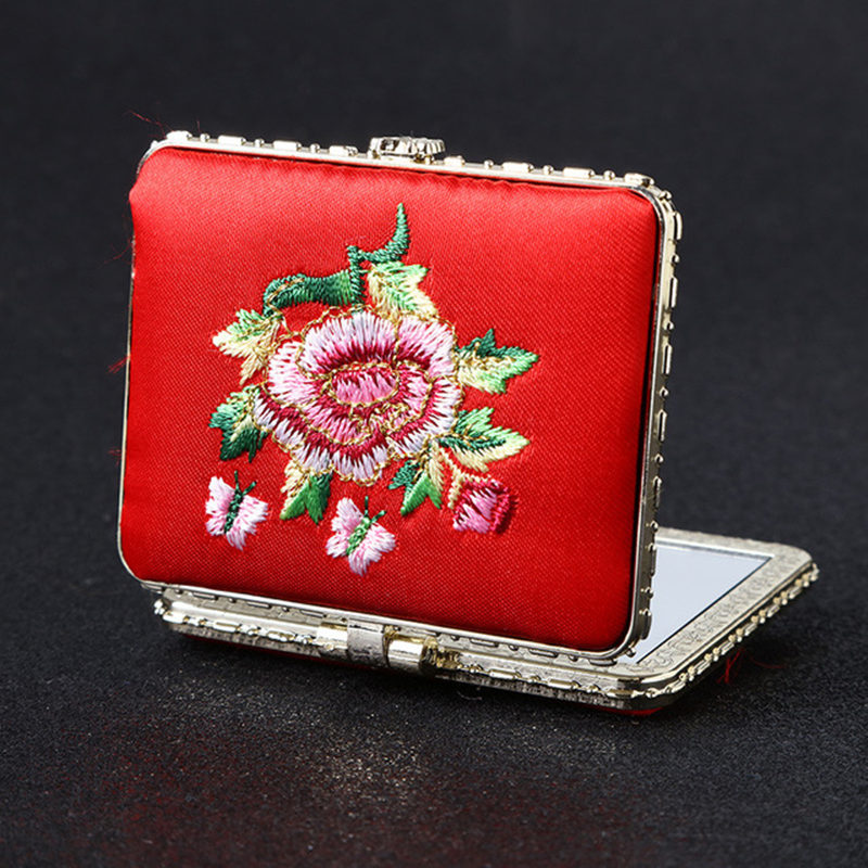 Portable Mini Vintage Makeup Mirrors Compact Pocket Floral Mirror Two-side Folding Make Up Mirror Cosmetic Tool F3770