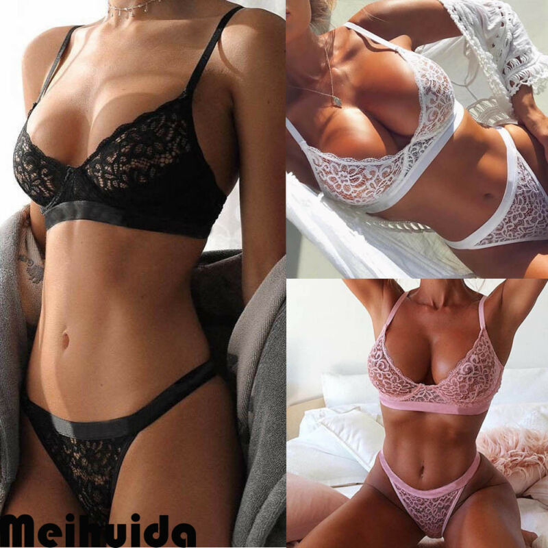 Sexy Lingerie Lace Bra+G-string Thong Set Babydoll Sleepwear Underwear Nightwear