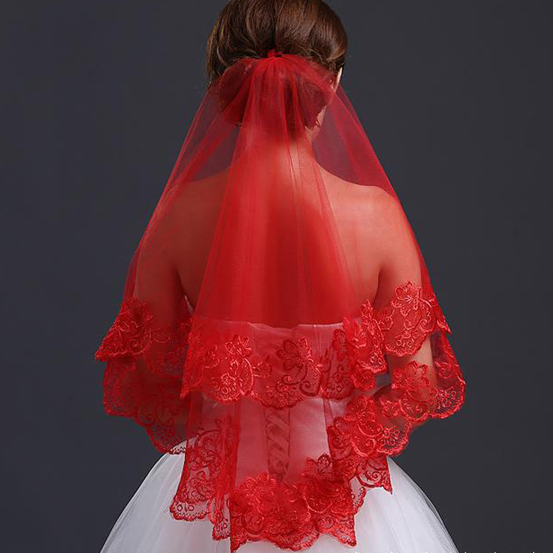 White Lace Appliques Bridal Veils voile de mariee One layer Wedding Accessory 1.5M With No Comb veu de noiva longo