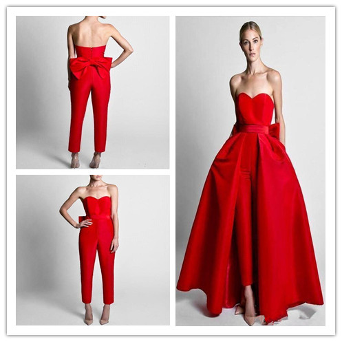 Hot Sell Red Jumpsuits Bow Sash Evening Dresses With Detachable Skirt Sweetheart Floor Length Formal Party Prom Gowns Pants, Fuchsia
Hot Sell Red Jumpsuits Bow Sash Evening Dresses With Detachable Skirt Sweetheart Floor Length Formal Party Prom Gowns Pants, Fuchsia