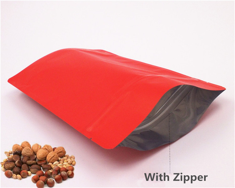 Stand up Thick Matte Red Aluminum Foil Zip Lock Bags Resealable Ground Coffee Powder Nuts Tea Snack Chocolate Wedding X-mas Gifts Logo Printing Packag