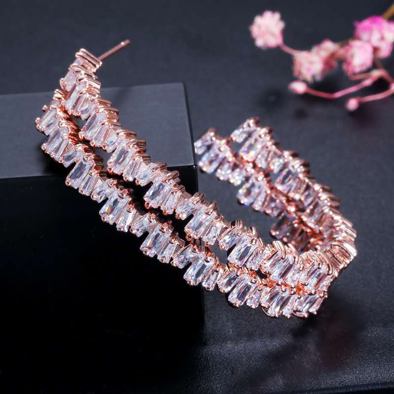 Women Cubic Earrings for Party Wedding White Gold Rose Gold Plated CZ Earrings for Girls Women Nice Gift