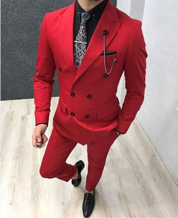Wedding Tuxedos Man Party Dinner Wear Suits Slim Fit Groom Outfit Groomsmen Cheap Formal Prom Suits Two Pieces (Jacket +Pants +Tie)