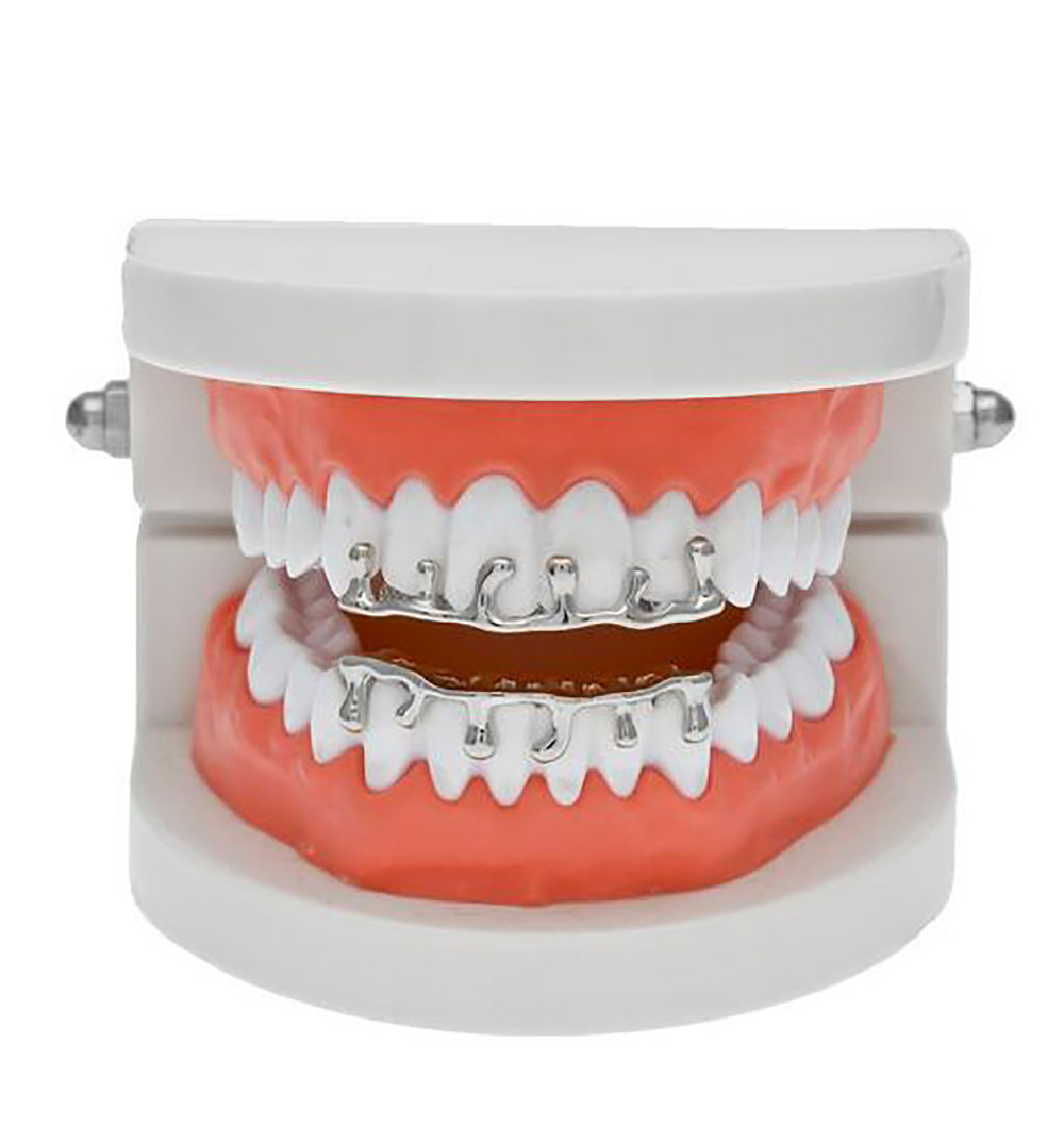 

Fashion Hip Hop Lava Grillzs 18K Gold Plated Top &Bottom Vampire Teeth Grillz Rock Punk Rapper Accessories with 2 Silicon Molding Bars