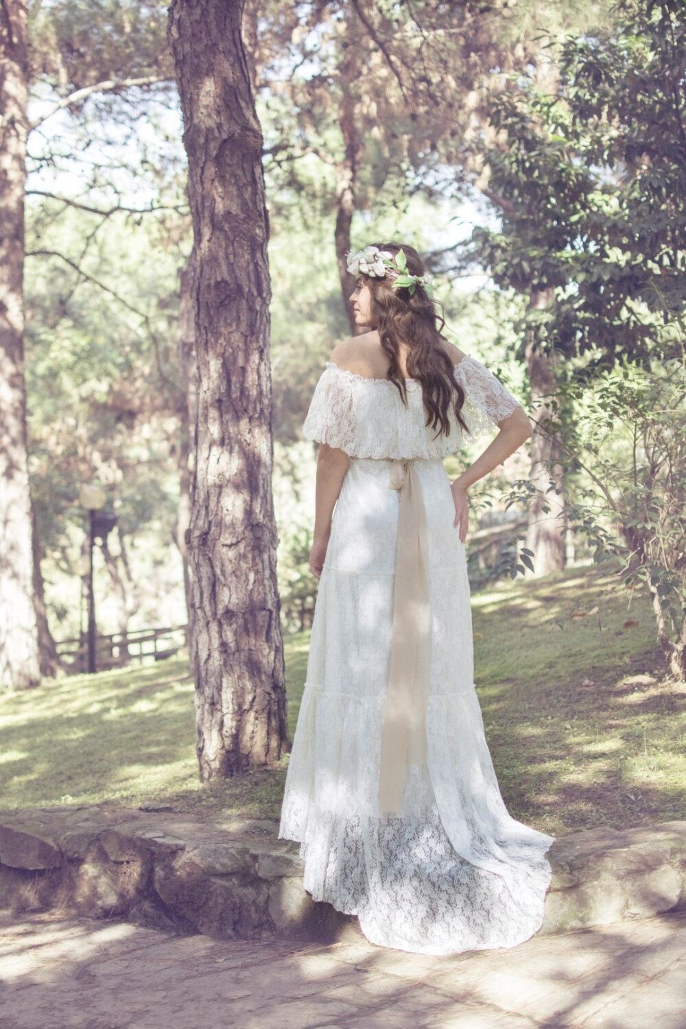 Beach Bohemian Country Full Lace Dresses 2019 Plus Size Boho Bridal Vestidos De Novia Wedding Gowns A Line Off The Shoulder 0510