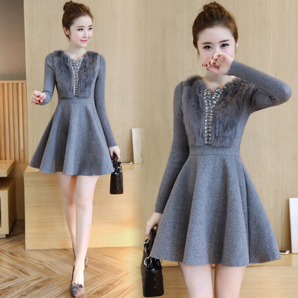 2020 Autumn New Women Bottoms Fashion Party Dresses Blend O-Neck Long Sleeve Winter Dress W1249, Gray
2020 Autumn New Women Bottoms Fashion Party Dresses Blend O-Neck Long Sleeve Winter Dress W1249, Gray