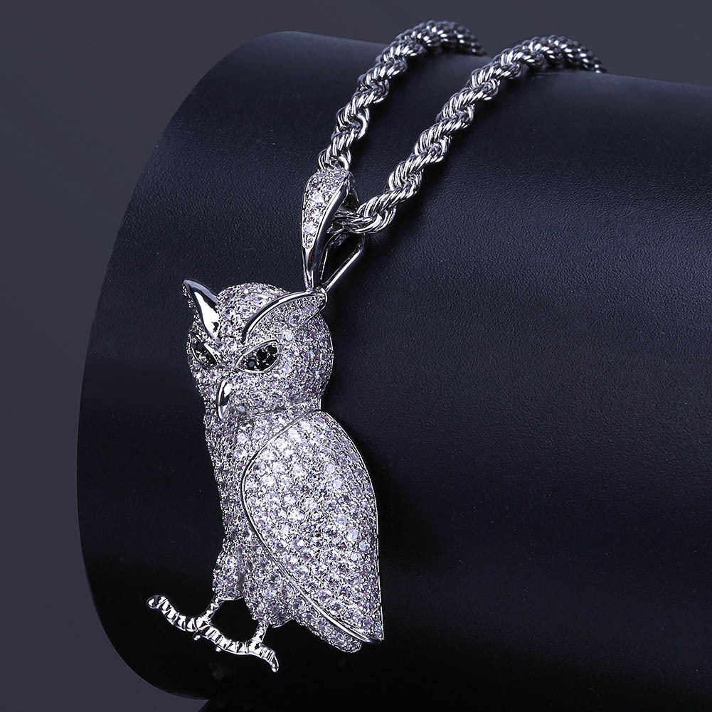 Gold-plated Micro-zircon Pendant Owl Owl Fund Hiphop Hip-hop Necklace
Gold-plated Micro-zircon Pendant Owl Owl Fund Hiphop Hip-hop Necklace
