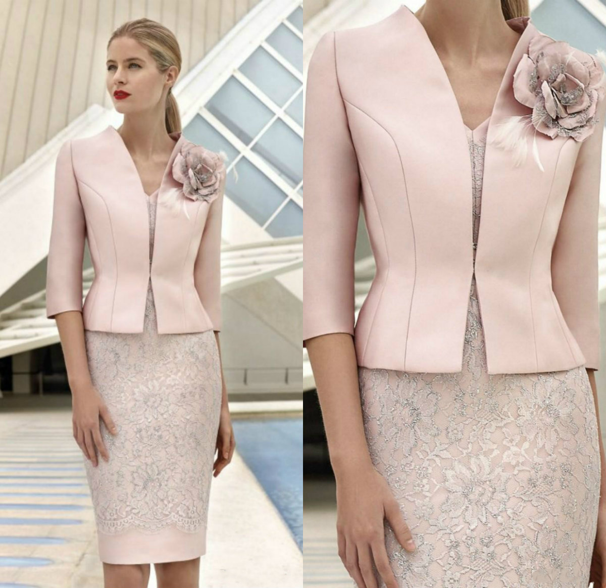 Elegant Pink Mother Of The Bride Dresses With Jacket Lace Appliqued Beads Wedding Guest Dress Knee Length Flower Formal Mother Outfit Prom
Elegant Pink Mother Of The Bride Dresses With Jacket Lace Appliqued Beads Wedding Guest Dress Knee Length Flower Formal Mother Outfit Prom