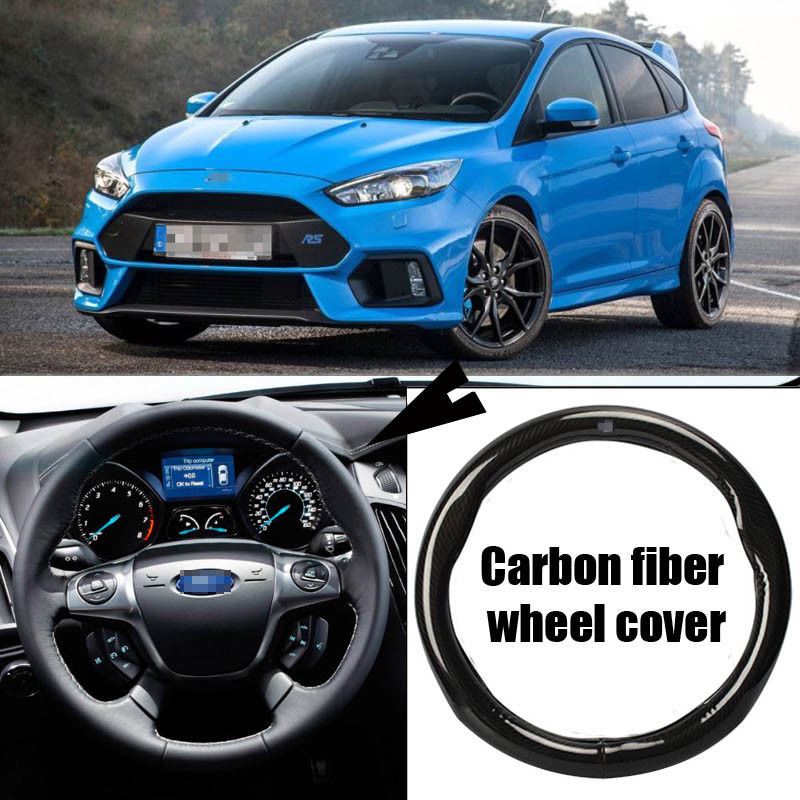 For Ford Focus Car Carbon Fiber Leather Steering Wheel Cover Sport Racing Case