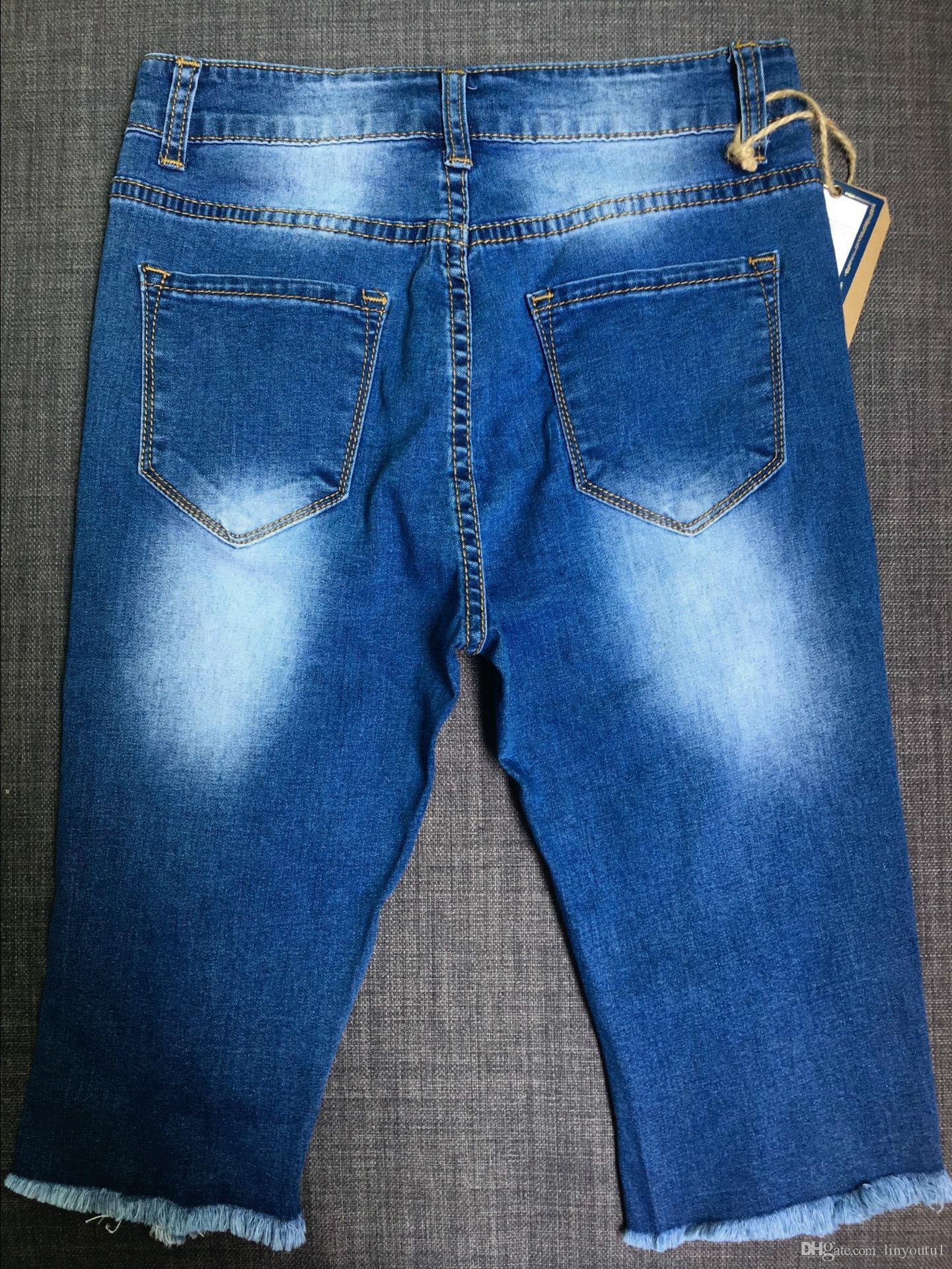 2020 women jeans Elastic Destroyed Women Hole Leggings Short Pants Denim Shorts Ripped Jeans Straight Zipper 2020