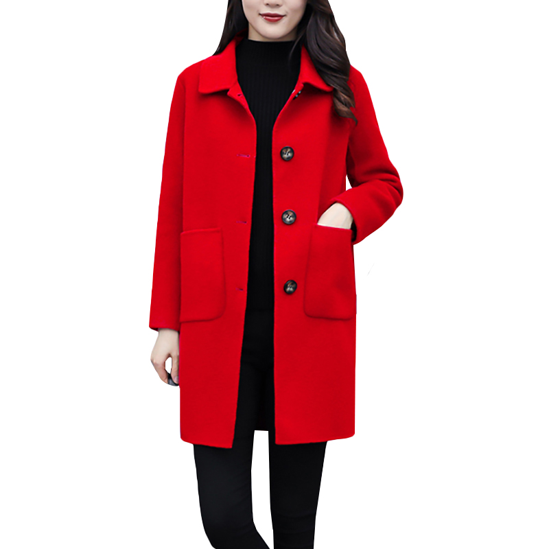 Boutique woolen coat women' medium long 2020 winter new thickened clip plus size Loose women' slimming down overcoat, Red
Boutique woolen coat women' medium long 2020 winter new thickened clip plus size Loose women' slimming down overcoat, Red