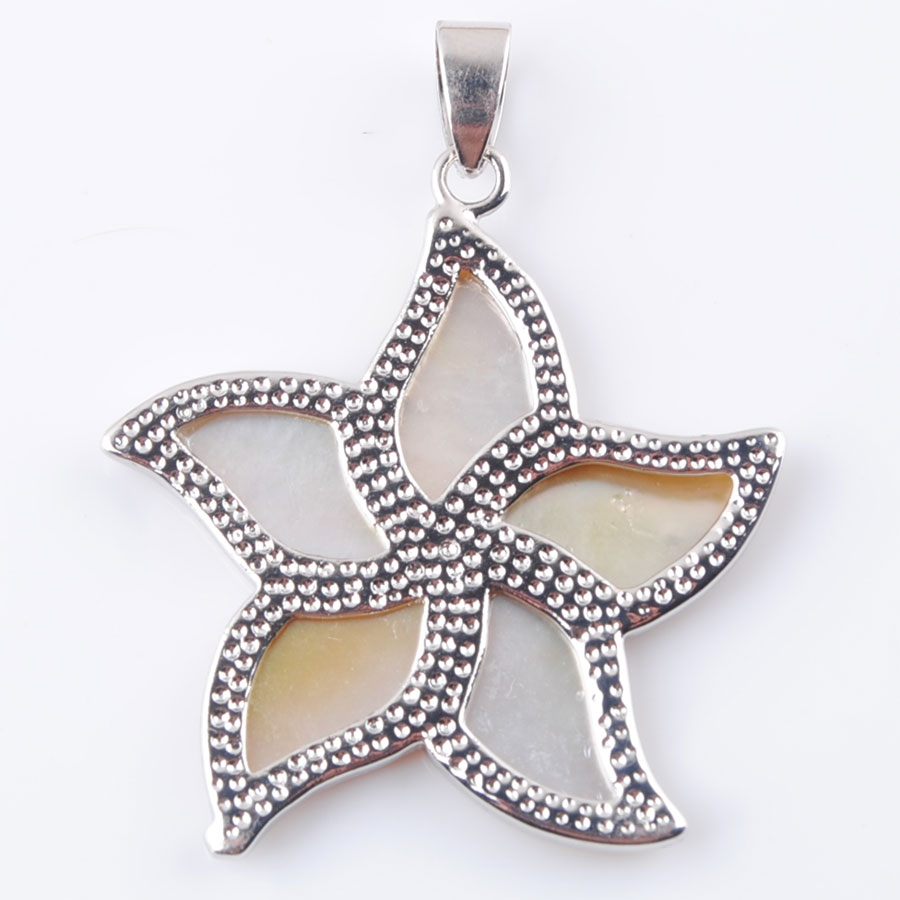 WOJIAER Natural Zealand Abalone Shell Gem Stone Pendant Beads Plant Flower Women Men Jewelry DBN366