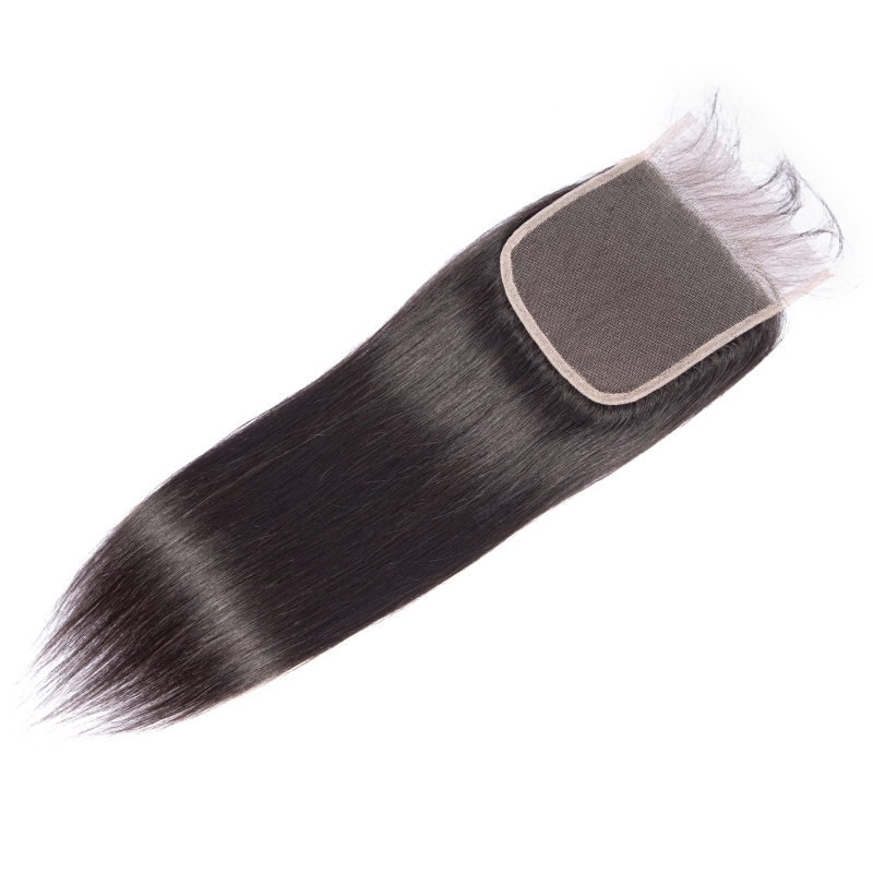 Mongolian Human 5X5 Lace Virgin Hair Closure 5*5 With Baby Hairs Top Closures 12-24Inch Natural Color