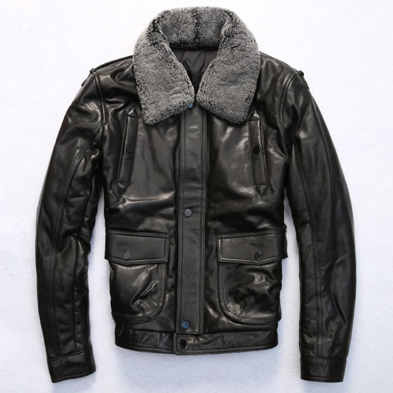 jakcet Casual winter black sheepskin wool collar leather coat thick pilot jacket for men
jakcet Casual winter black sheepskin wool collar leather coat thick pilot jacket for men