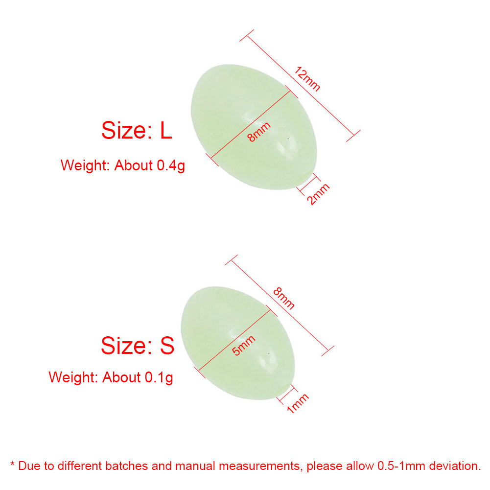 INFOF 200pcslot Soft Egg Beads Fishing Stop Luminous Oval Rubber Stopper Night Fly Fishing Accessories pesca